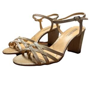 BADGLEY MISCHKA American Glamour Womens 10 Rose Gold Strappy Sparkle Sandal